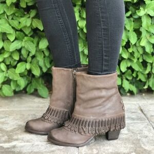 Naughty Monkey Leather Fringe Boots NIB